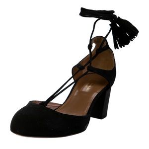 Aquazzura Suede Tassel Accent D’Orsay Pumps